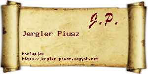 Jergler Piusz névjegykártya